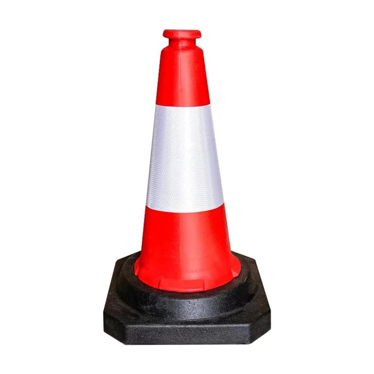 50CM red reflective traffic cone with black weighted base