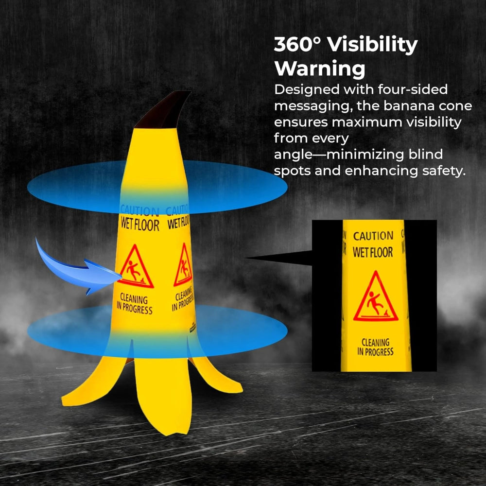 yellow banana cone safety sign for wet floor hazard marking