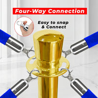 one hundred centimeter Berry gold queue post with blue rope for organized pedestrian lines