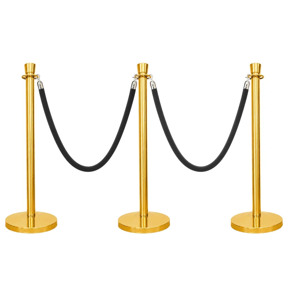 one hundred centimeter Berry gold formal stanchion with black velvet rope for events and ceremonies