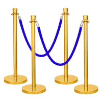 one hundred centimeter Berry gold museum stanchion with blue twisted rope for visitor management