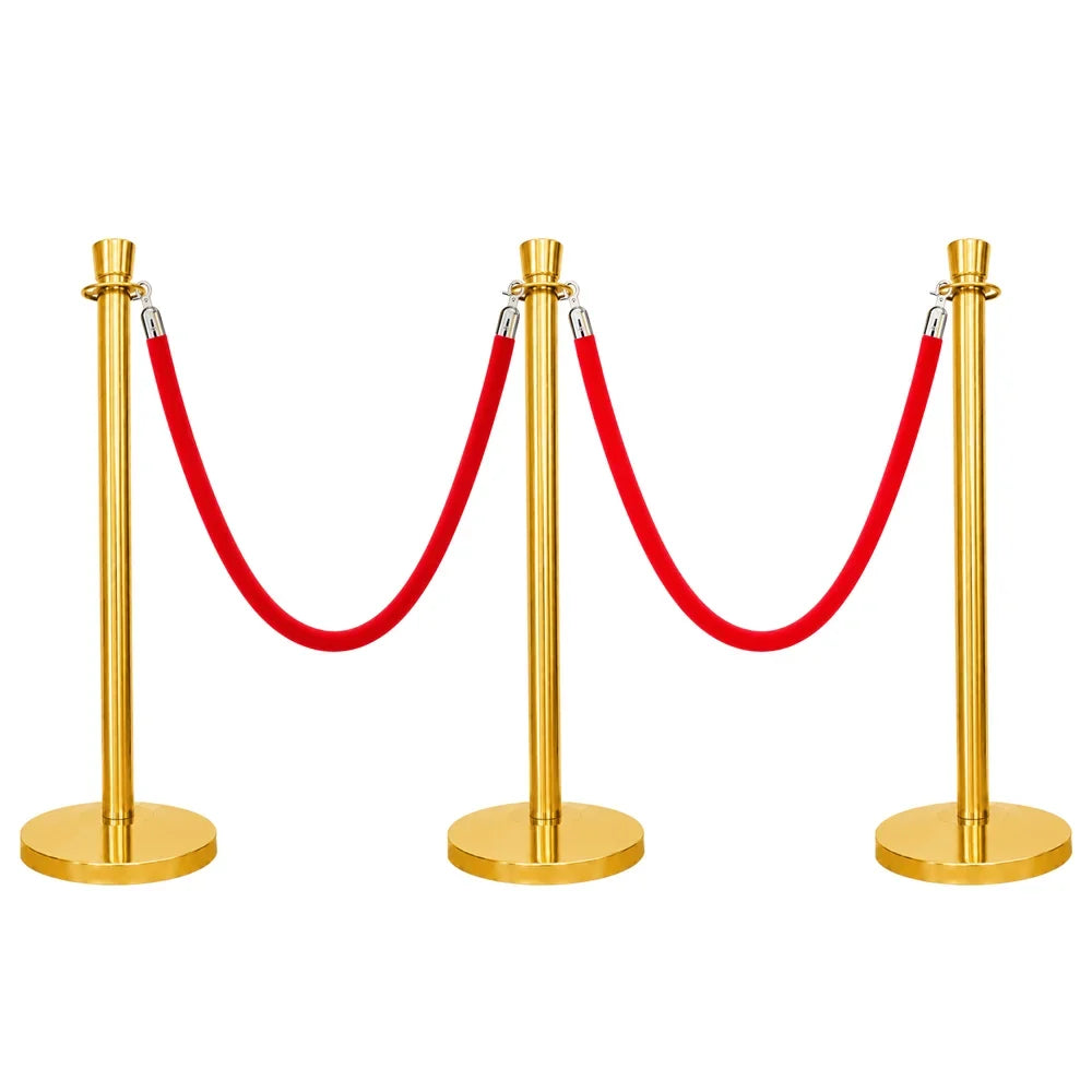 one hundred centimeter Berry gold entrance divider with red velvet rope for guest guidance