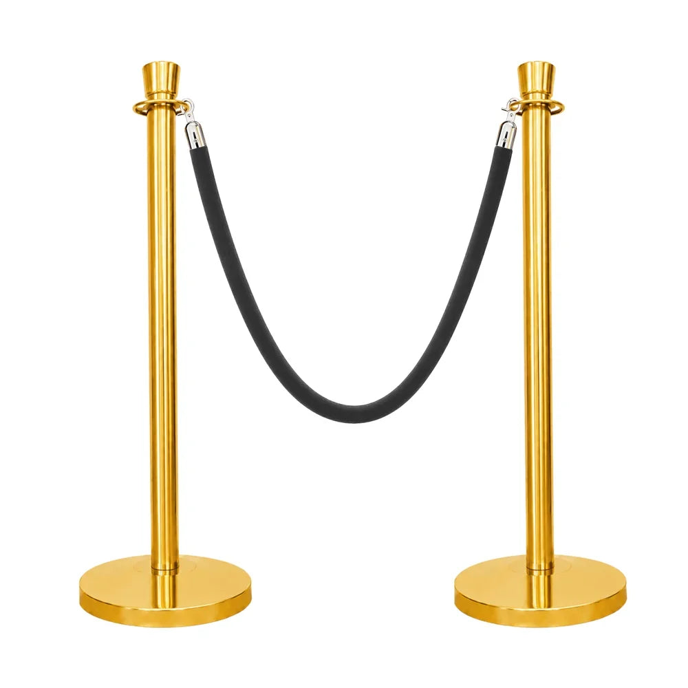 one hundred centimeter Berry gold stanchion post with black velvet rope for elegant crowd separation