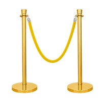 one hundred centimeter Berry gold stanchion post with golden velvet rope for elegant crowd separation