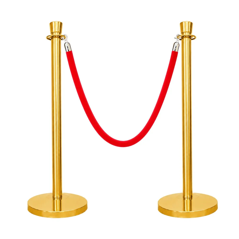 one hundred centimeter Berry gold stanchion post with red velvet rope for elegant crowd separation