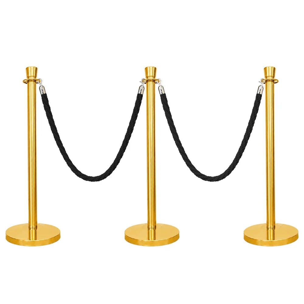 one hundred centimeter Berry gold wedding stanchion with black twisted rope for event decoration and queue control