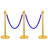 one hundred centimeter Berry gold wedding stanchion with blue twisted rope for event decoration and queue control