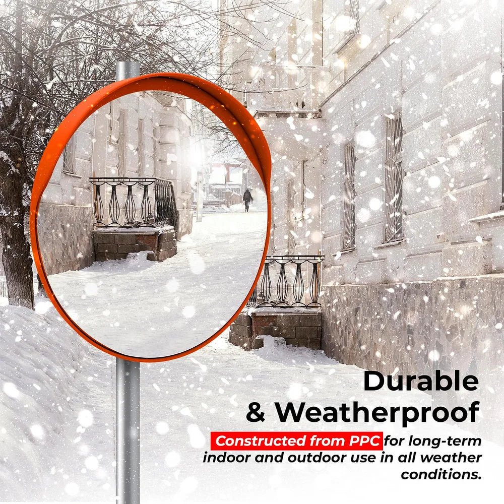 Security mirror for parking areas and improved vehicle visibility