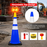 seventy five centimeter blue road safety cone with weighted base for high visibility