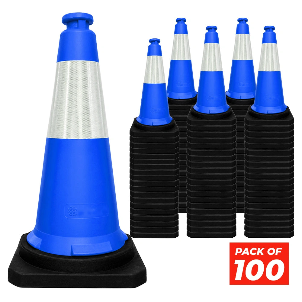 seventy five centimeter heavy duty blue traffic cone for construction sites and work zones