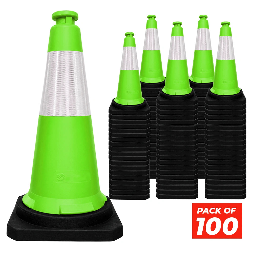 seventy five centimeter heavy duty green traffic cone for construction sites and work zones