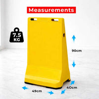 customisable pavement sign road barrier yellow