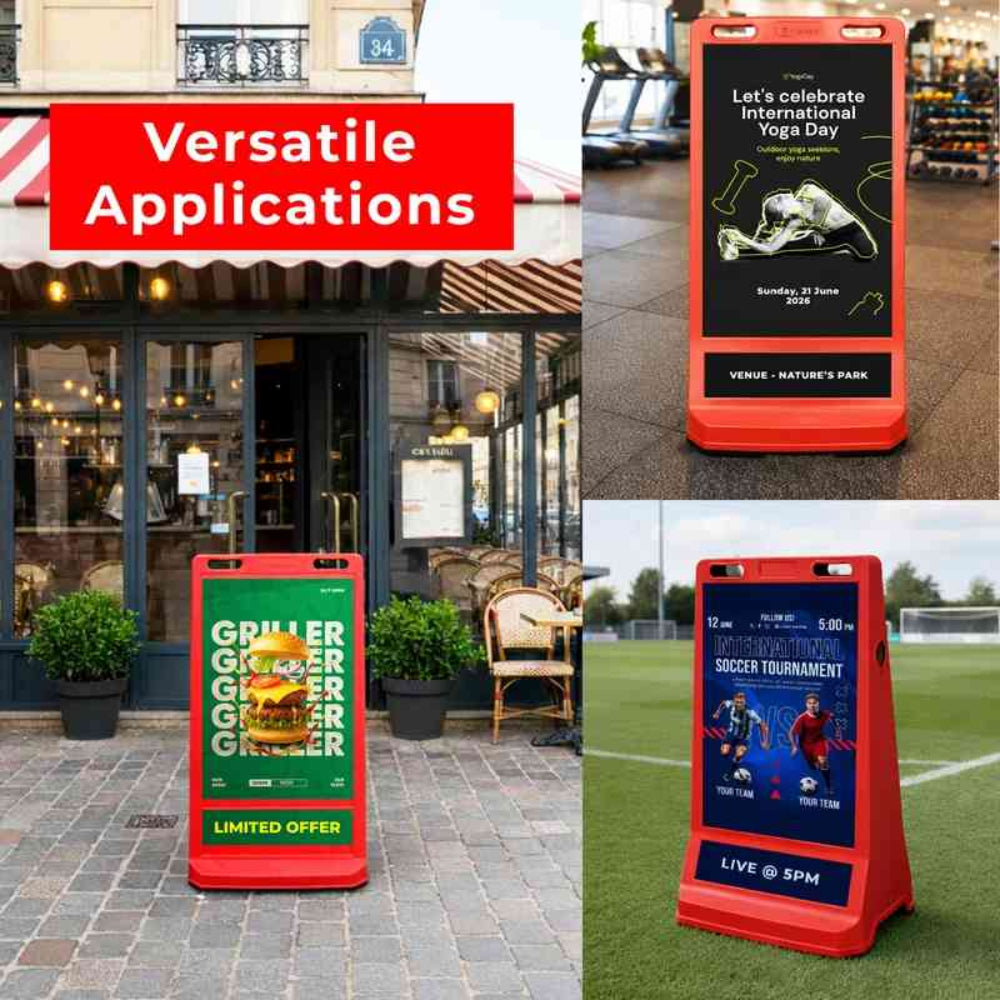 customisable red pavement sign road barrier
