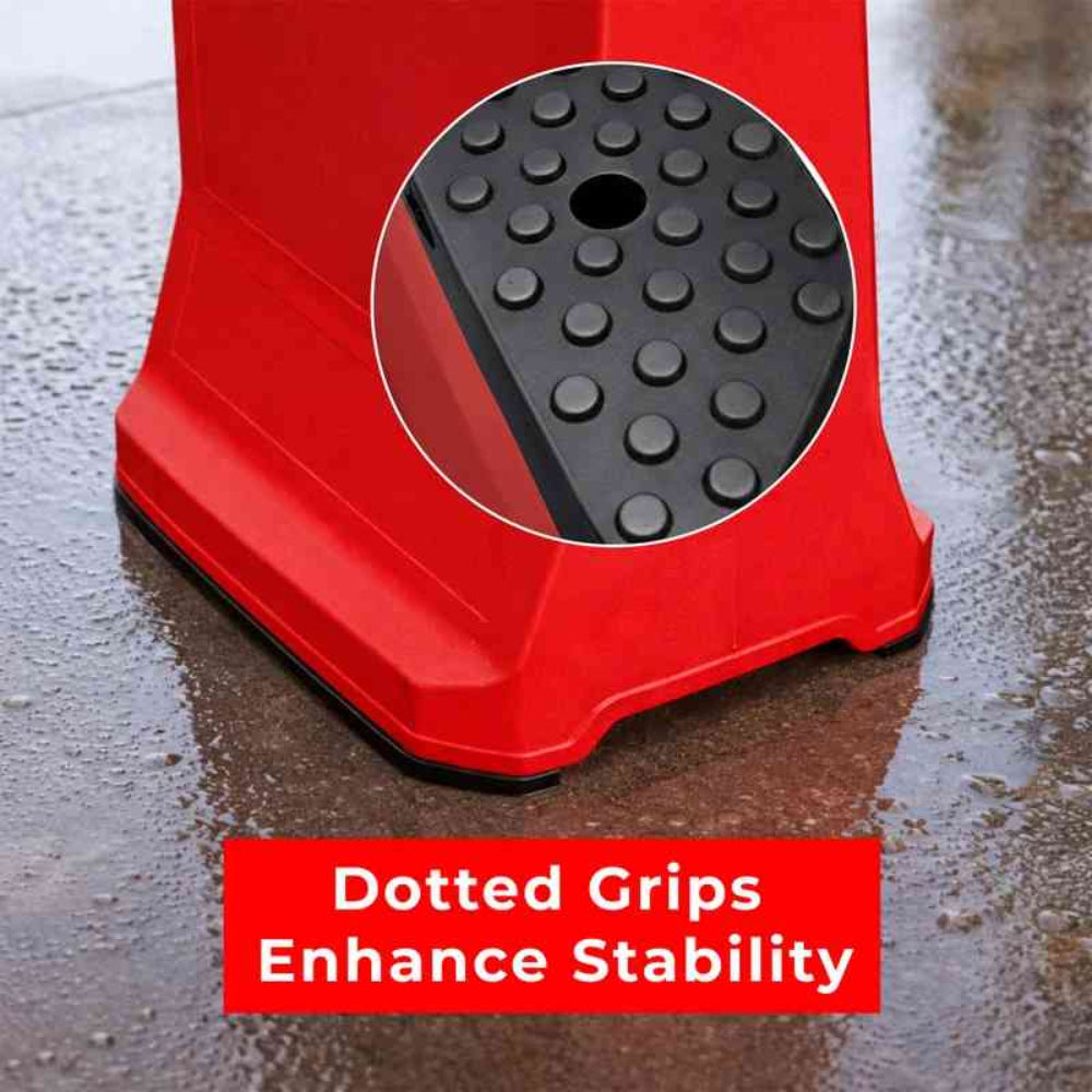 customisable red pavement sign road barrier