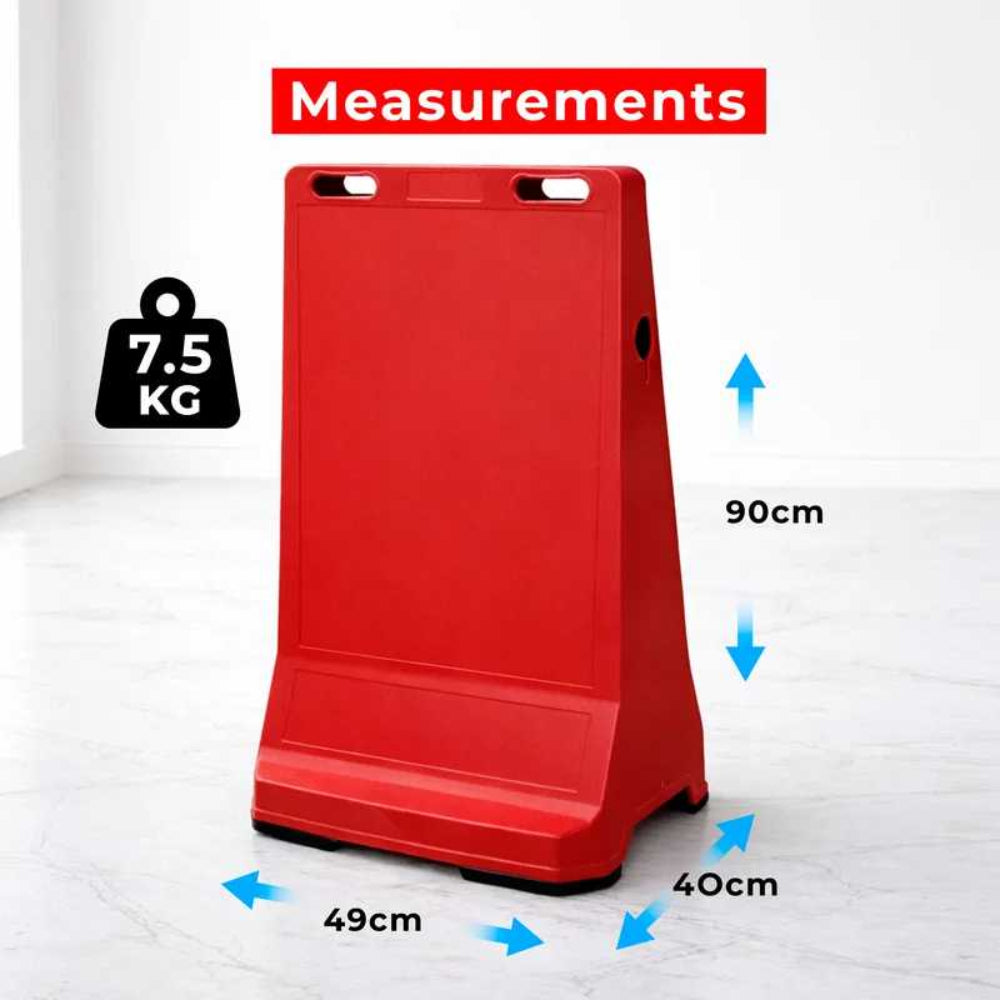 customisable red pavement sign road barrier