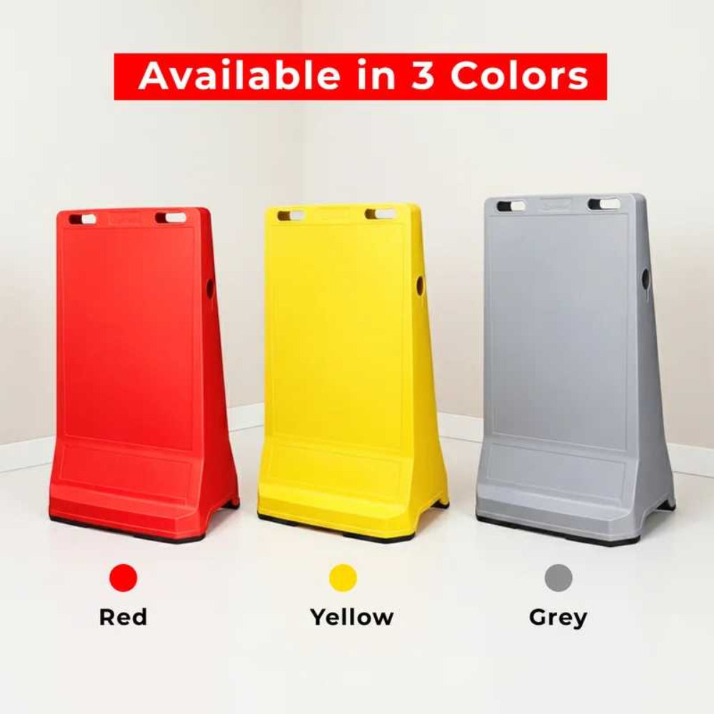 customisable red pavement sign road barrier