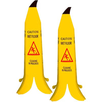 yellow banana cone floor safety sign for hazard indication