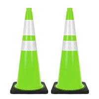 seventy five centimeter green construction safety cone with reflective visibility and weighted base