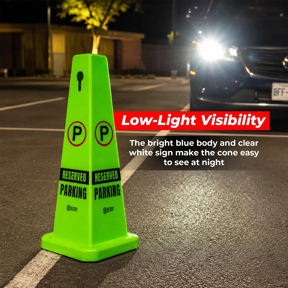 green reserved parking marker cone for parking management