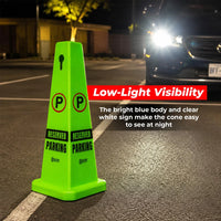 green reserved parking marker cone for parking management