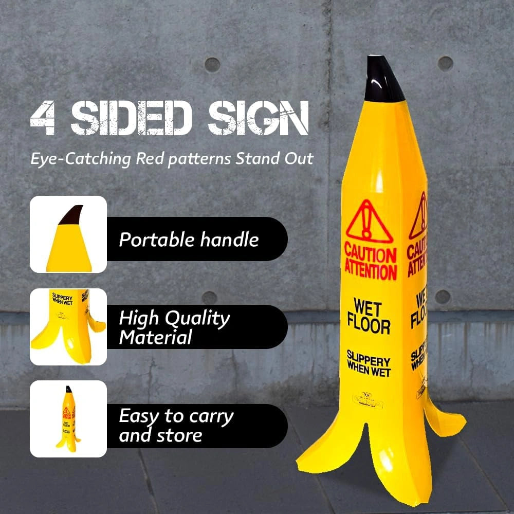 yellow high visibility banana cone for floor safety warning