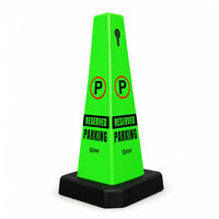 green reserved parking cone with weighted base for stable placement