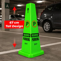 green reserved parking cone for clearly marking designated spaces