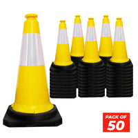 seventy five centimeter yellow roadwork safety cone for temporary traffic control and pedestrian safety