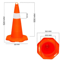 unbreakable traffic cone 50cm orange dimension