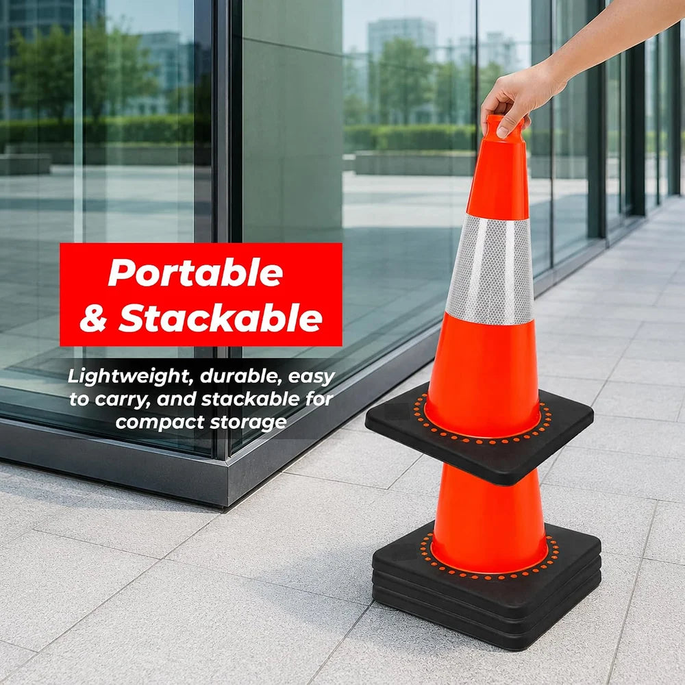 fifty centimeter orange safety cone with weighted base for warehouses and industrial facilities