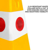 Yellow Safety Cones With 4 Cat Eye Lenses