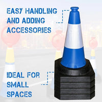 2Pcs Blue Reflective Traffic Safety Cones with Base	