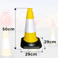 2PCS yellow 50CM traffic control cones with dimensions
