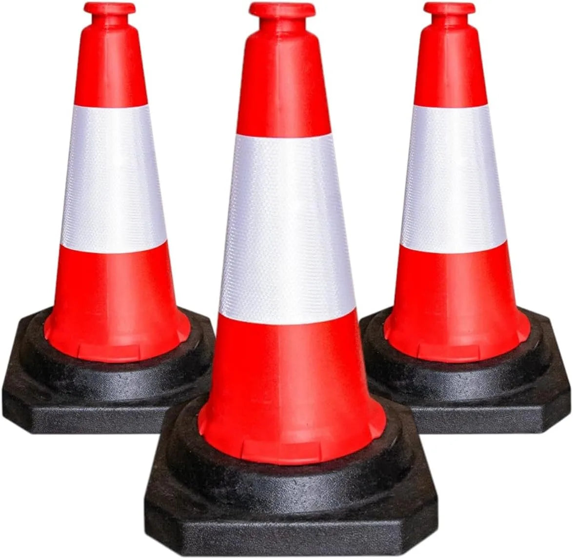 50CM red reflective traffic cone with black base