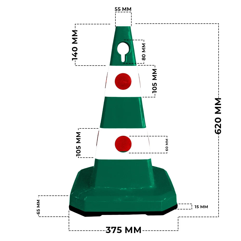 62cm green traffic cone size