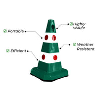 62cm green traffic cone features