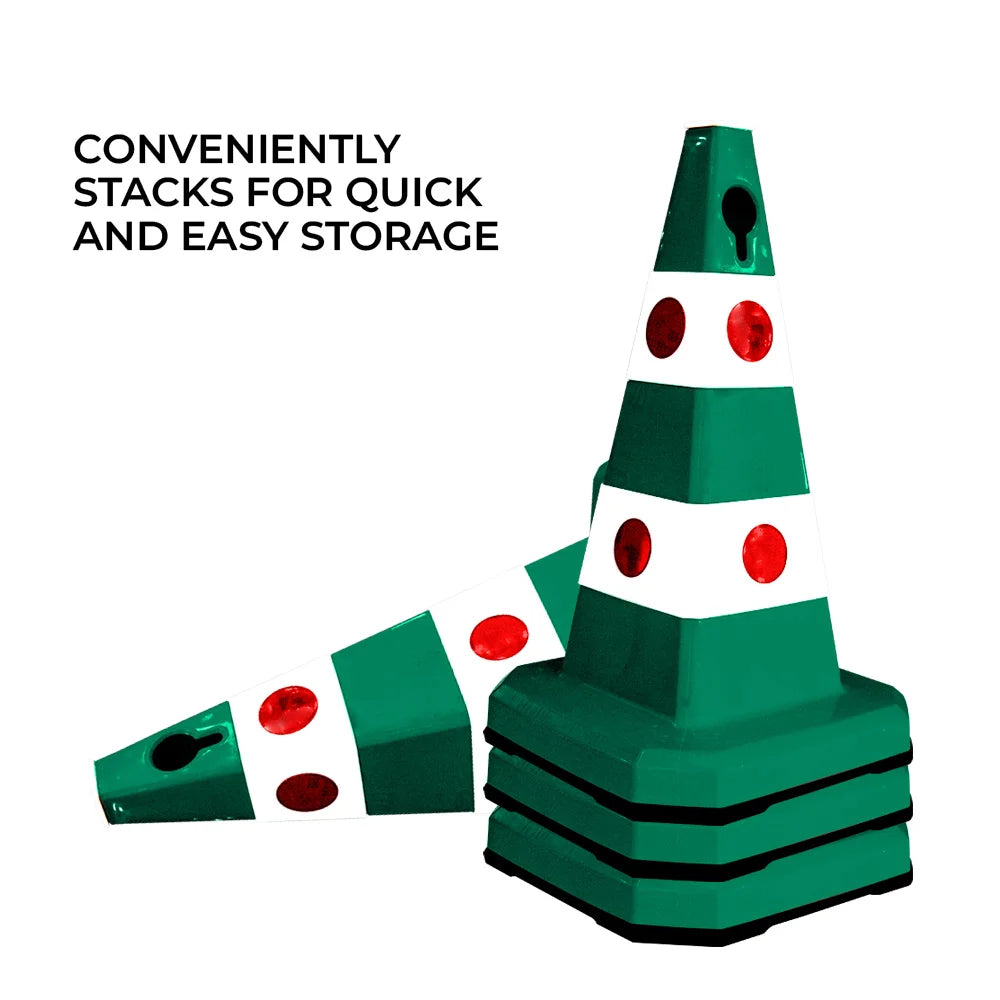 62cm green traffic cone stacked