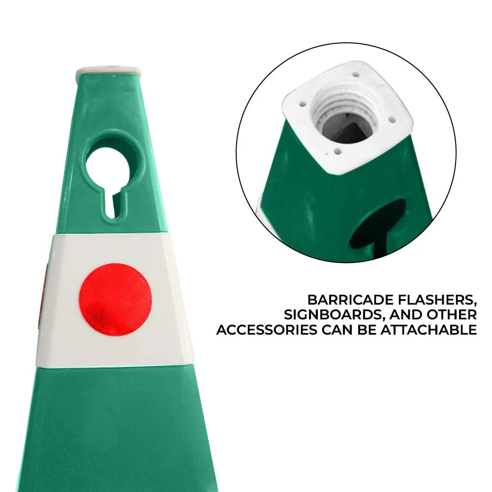 62cm green traffic cone threaded socket