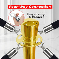 one hundred centimeter Berry gold rope post with black velvet rope for premium venue presentation