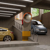 Convex safety mirror for entrance visibility and blind spot reduction