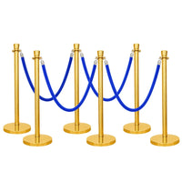one hundred centimeter Berry gold pedestrian control post with blue rope for entrance management