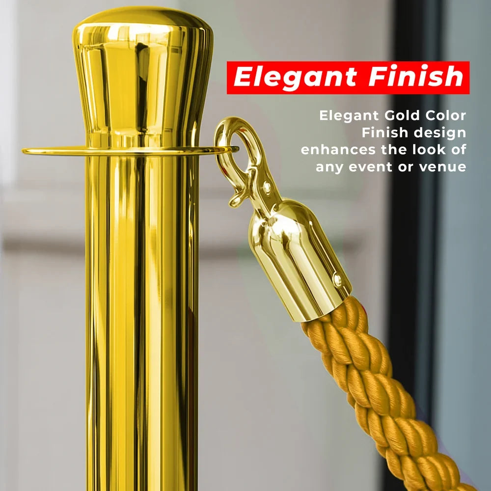 one hundred centimeter Berry gold queue stanchion with golden twisted rope for entrances and events