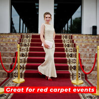 one hundred centimeter Berry gold crowd divider with red velvet rope for controlled pedestrian movement
