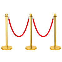 one hundred centimeter Berry gold entrance divider with red velvet rope for guest guidance