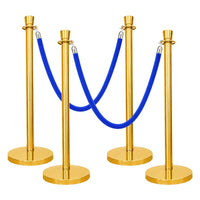 one hundred centimeter Berry gold rope boundary post with blue twisted rope for restricted areas