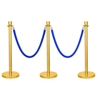 one hundred centimeter Berry gold visitor control post with blue twisted rope for public facilities