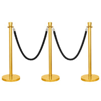 one hundred centimeter Berry gold wedding stanchion with black twisted rope for event decoration and queue control