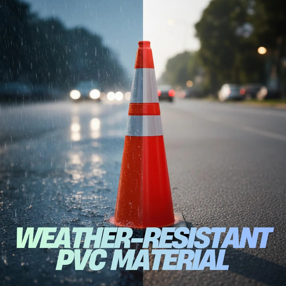 seventy five centimeter Berry heavy duty orange traffic cone with dual reflective collars for high visibility