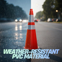 seventy five centimeter Berry heavy duty orange traffic cone with dual reflective collars for high visibility