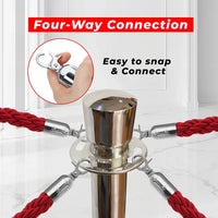 one hundred centimeter Berry silver queue post with red twisted rope for organized pedestrian lines